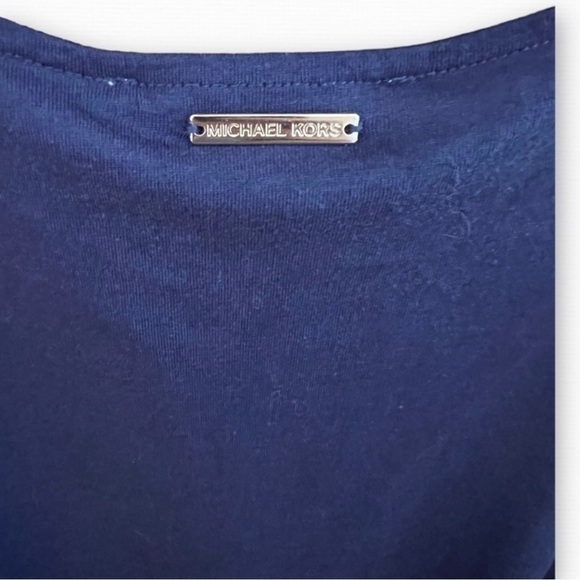 MICHAEL Kors Navy Cross Front Shirt with Gold Accents, Size Small- NWT - Picture 7 of 8